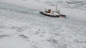 Coast Guard Cutter Morro Bay breaks ice in Lake St. Clair