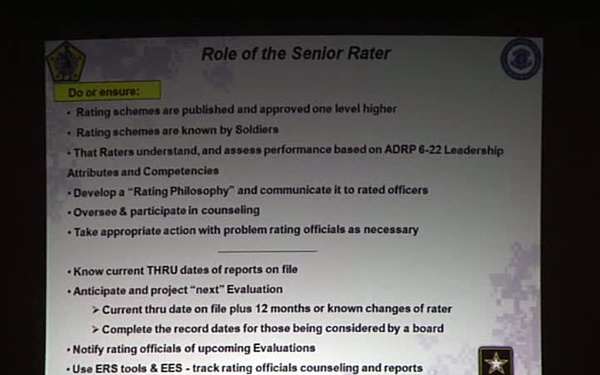 III Corps and Fort Hood Revised OER Training Video 2