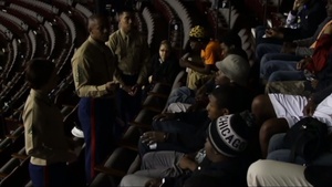 Marines Conduct Community Outreach Program with youth during the 2014 MEAC Basketball Tournament March 12.