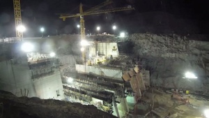 Folsom Dam auxiliary spillway construction time-lapse April 2013 - March 2014