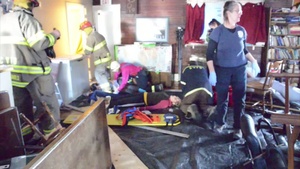 Emergency crews respond to roof collapse in Cordova, Alaska during Operation Alaska Shield