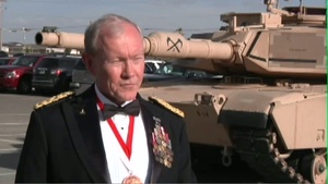 Generals Martin Dempsey (Chairman of the Joint Chiefs of Staff) and Sean MacFarland (Fort Bliss Garrison Commander) speak  about Fort Bliss's First Ever St. George's Day Ball.