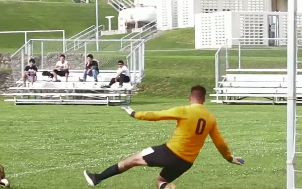 Marines play soccer with Meio university