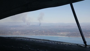 B-Roll 3rd Marine Aircraft Wing CH-53Es Participate in Firefighting Efforts
