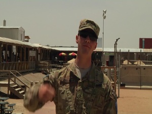 Pfc. Eric Ziegler shouts out to Pirates Fans