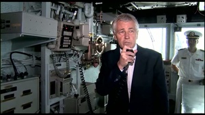Hagel Tours USS Vella Gulf