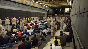 U.S. Navy Ships Bataan and Elrod Rescue 282 Persons from Sinking Vessel in Mediterranean Sea
