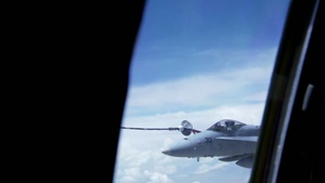 U.S. Marine F/A 18 Hornet’s and a Navy EA-6B receive fuel over Afghanistan