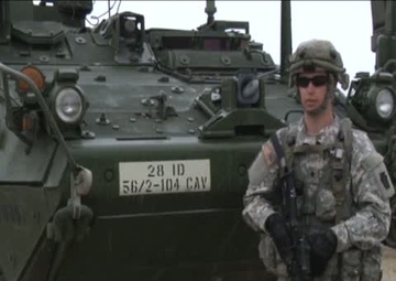 Soldiers from the 2-104 CAV, 28th Infantry Division, discuss their experience during the STX portion of Saber Strike 2014, in Latvia.