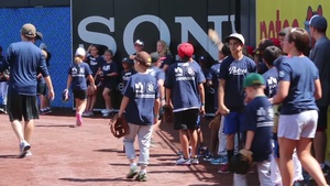 Military kids learn baseball from the pros