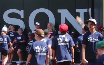 Military kids learn baseball from the pros