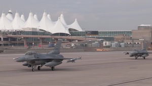 COANG F16s leave Denver International Airport
