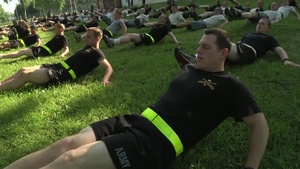 Paratroopers and Estonian Army conduct physical training together, B-Roll