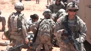 Medical Soldiers of 123rd BSB receive training during a mass casualty event as part of Iron Focus 2014.