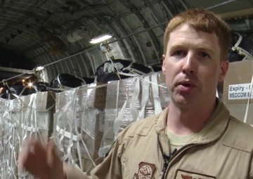 Humanitarian Aid pallets for Iraq air drop - interviews
