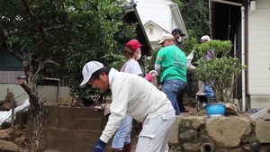 B-roll of On-Base Residents Volunteer in a Iwakuni Community Affected by Typhoon Haalong.