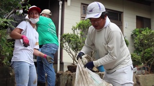 On-base Residents Volunteer in a Iwakuni Community Affected By Typhoon Haalong.