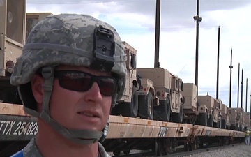 Soldiers of HHC BDE, 4/1 AD conducted Rail  Operations to move vehicles to the National Training Center.