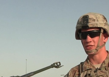 Field Artillery Shoot from Kandahar Airfield-SPC Shane Cain (Interview)