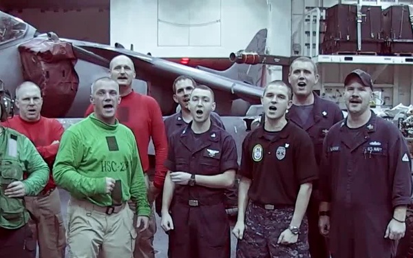 University of Michigan Fight Song Sung by Sailors Aboard USS Makin Island