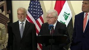 US Secretary of State John Kerry Stakeout with his Excellency Faud Masum