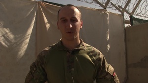 PFC David Berdzenishvili Shouts Out to Family in Georgia