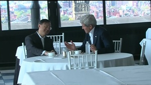 Secretary of State John Kerry With Chinese State Councilor Yang Jiechi During Tea