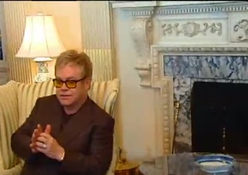 U.S. Secretary of State, John Kerry and Sir Elton John before their meeting