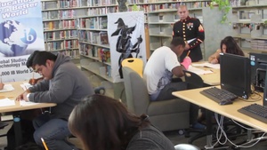 B-roll Marines Proctor Mission Bay High School's first ASVAB