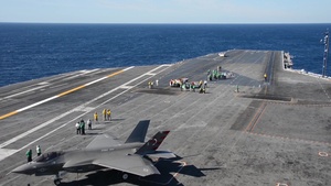 First F-35 Lightning II Arrested Landing aboard an Aircraft Carrier at Sea 3