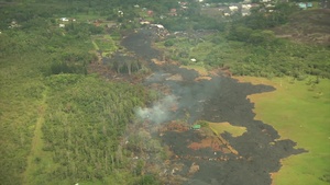 Aerial Views of the Pahoa Lava Flow and Kalapana Road Construction
