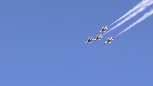 U.S. Air Force Thunderbirds Air Demonstration at 2014 Nellis Air Force Base Open House