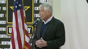 Hagel Addresses Troops on Ebola Mission