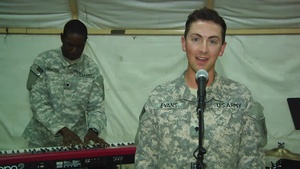 Spc. Lawrence Evans with 1ID Band