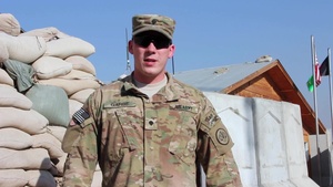 Spc. Daniel Garbe Gives a Shout Out to His Family and the Seahawks