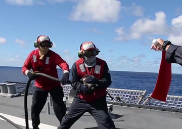 Simulated Aircraft Crash Drill Aboard the Littoral Combat Ship USS Fort Worth (LCS 3)