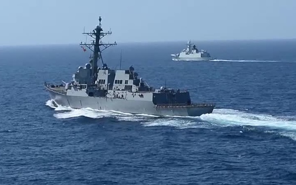 Sterett and Chinese Frigate Steaming