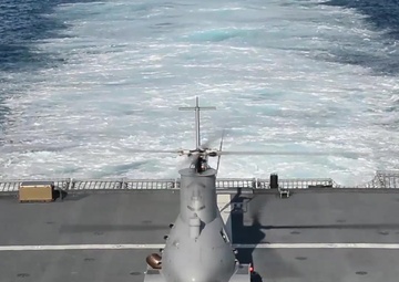 Fire Scout Flight Operations aboard Littoral Combat Ship USS Fort Worth (LCS 3)