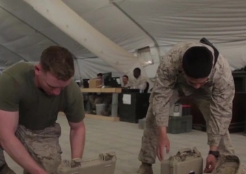 Marine Performs Retrograding Tasks Aboard Camp Leatherneck, Afghanistan