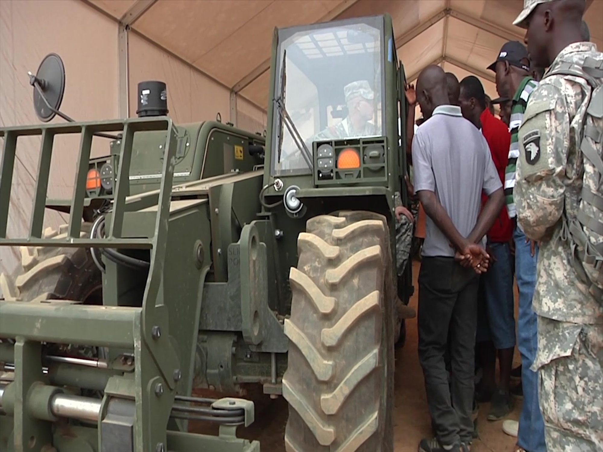 JFC-UA service members train NGOs, Liberians on forklift. Produced by Sgt. David Greeson. Includes soundbites from Sgt. Thomas Horton, forklift instructor, 372nd ICTC, 101st Airborne.
