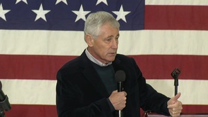 Secretary of Defense Chuck Hagel Troop Event from Whiteman AFB MO