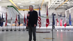 B-Roll of Secretary of Defense Chuck Hagel speaking aboard MCAS Miramar