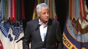 Secretary of Defense Chuck Hagel Speaking to the Troops