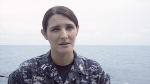Lt. Amanda Berg provides support to Sailors in the search for AirAsia Flight QZ8501