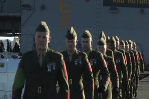 Sailors Man the Rails Aboard USS Enterprise