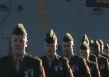 Sailors Man the Rails Aboard USS Enterprise