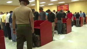 United States Marine Corps Recruits Arrive for Recruit Training (NO AUDIO)