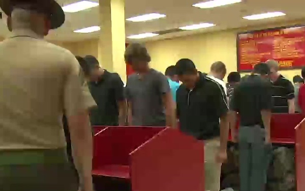 United States Marine Corps Recruits Arrive for Recruit Training (NO AUDIO)