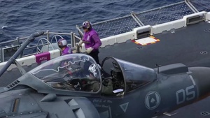 AV-8B Harriers Take off and Land on USS Bonhomme Richard (LHD 6)