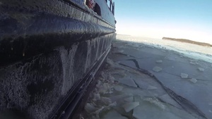 B-roll Coast Guard Cutter Cleat Breaking Ice